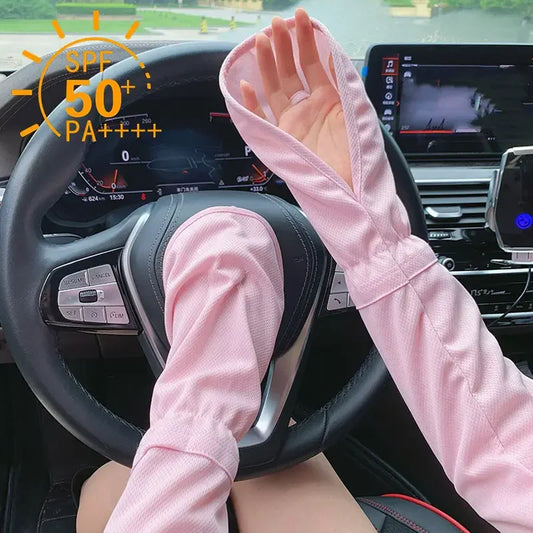 Women's summer sunscreen sleeves breathable horseshoe gloves UV protection driving gloves quick drying outdoor