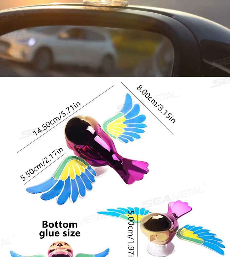 BLALION 2025 New Simulated Flying Bird Car Ornament Wing can Swing Wind-Powered Bird in Flight Decor Car Moto Bicycle Decoration