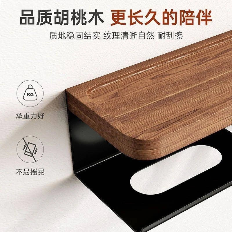 Light Luxury Wooden Wall Mounted Tissue Holder Without Punching Toilet Paper Holder Bathroom Accessories Home Decoration