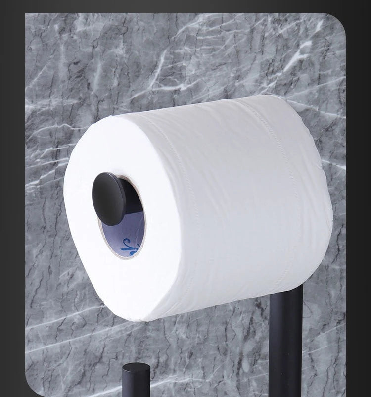 Freestanding Toilet Paper Holder – Multi-Functional Floor Standing Tissue Rack with Toilet Brush Holder for Bathroom