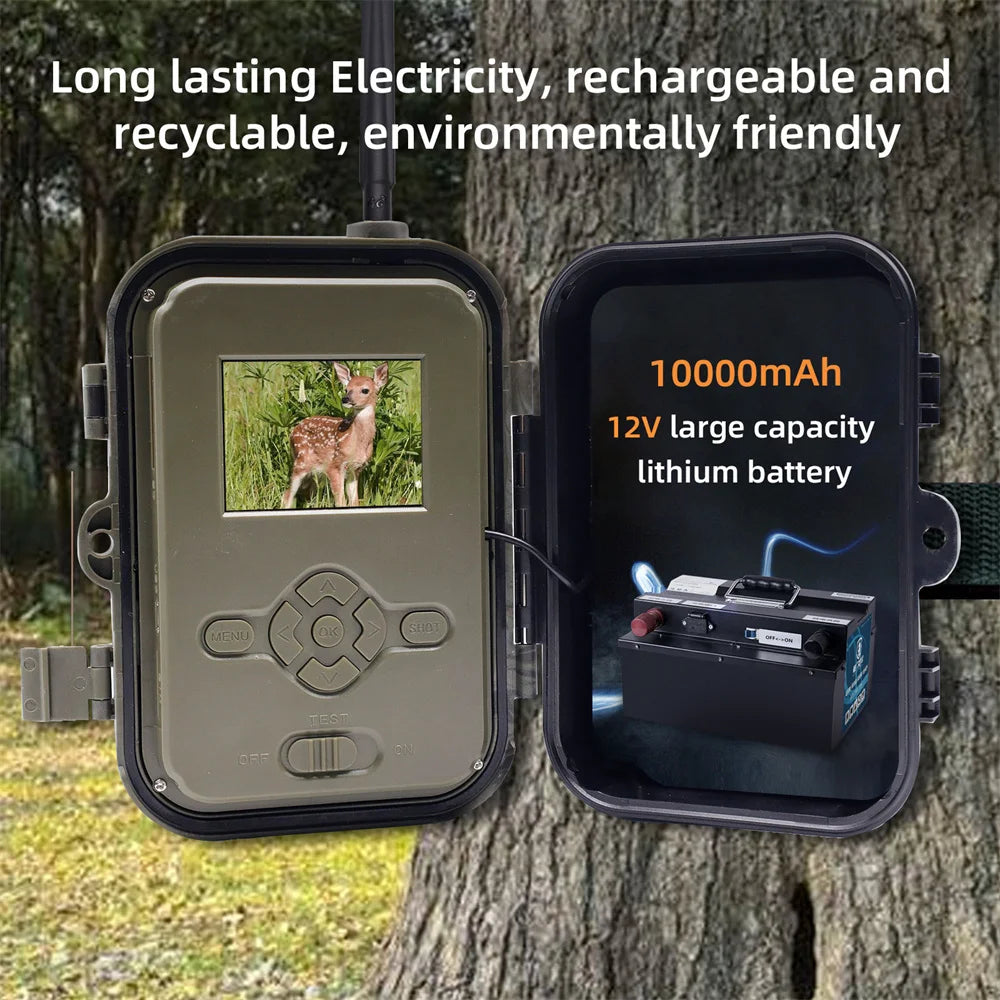 4G HD LIVE Video Lithium Battery Cellular Trail Camera 50MP 4K Wireless Game APP Cloud Service Waterproof IP66 Wildlife Cam