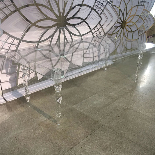 event party supplies metal wedding table with clear glass bridal and groom dining table