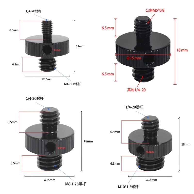 Conversion Screw 1/4 to 1/4 3/8" M4 M5 M6 M8 M10 Screw Projector Adapter DSLR Camera Tripod Ballhead Photography Fixing Mount