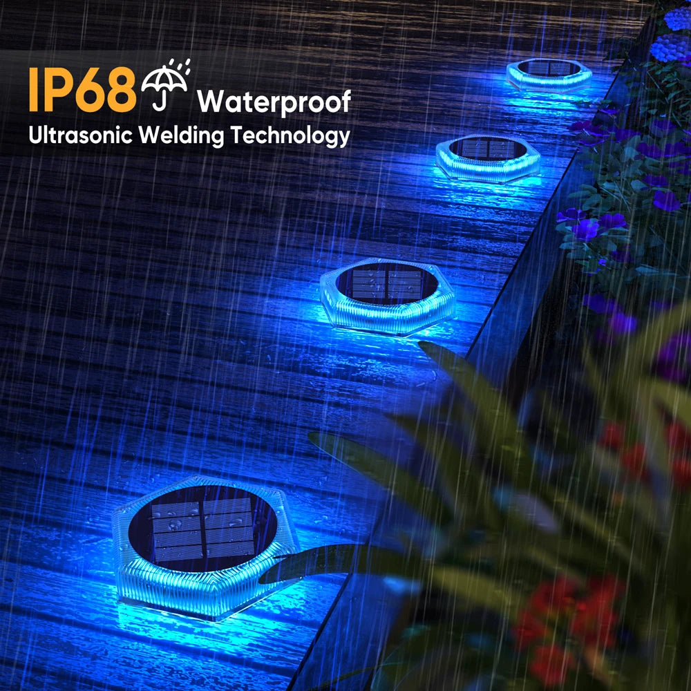 6Pcs Solar Deck Lights Fence Post Solar Lights for Patio Pool Stairs Step and Pathway Deck Lights Solar Powered Outdoor Lights