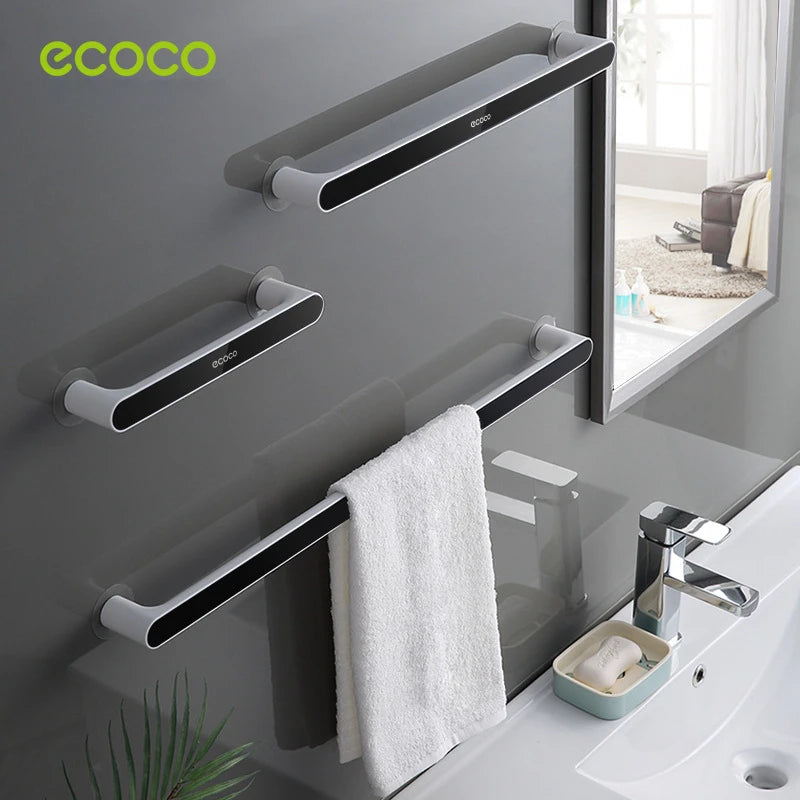 No Drill Bathroom Towel Rack with Suction Cups, Adjustable Shelf for Bath Kitchen Dorm, Nordic Rustproof Stainless Steel
