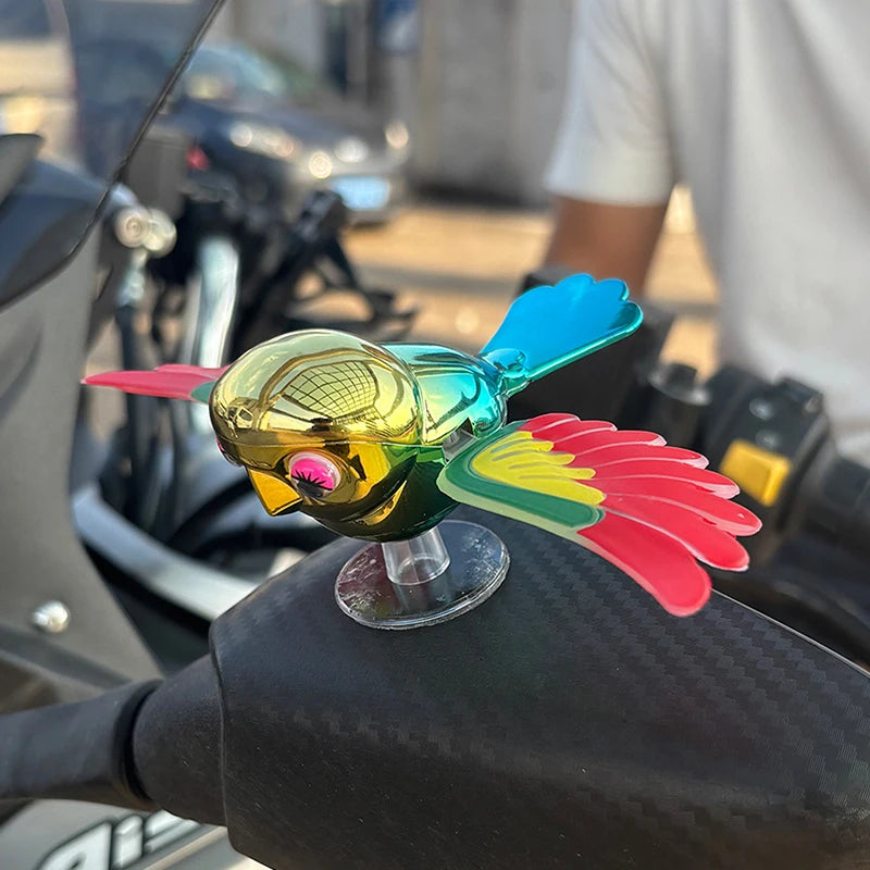 Vibrant Simulation Fly Bird Motorcycle Car Charm, Cute Winged Mate Waving in the Wind, Cool and Fun Car Companion