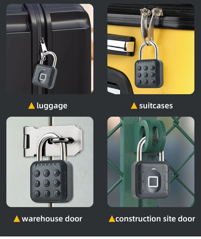 Smart Pad Lock Fingerprint Padlock Cabinet Lock Dormitory Anti-Theft Lock USB Rechargeable Security Keyless Lock Smart Padlock