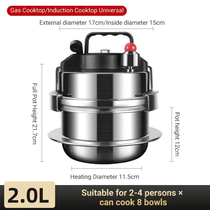 1.6L/2L Pressure Cooker Outdoor Camping Portable Micro Pressure Cooker Household 304 Stainless Steel 5-minute Quick Cooking Pot