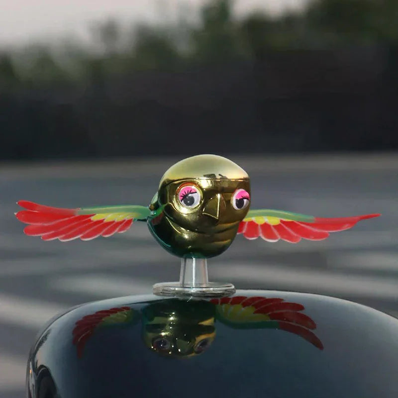 Vibrant Simulation Fly Bird Motorcycle Car Charm, Cute Winged Mate Waving in the Wind, Cool and Fun Car Companion