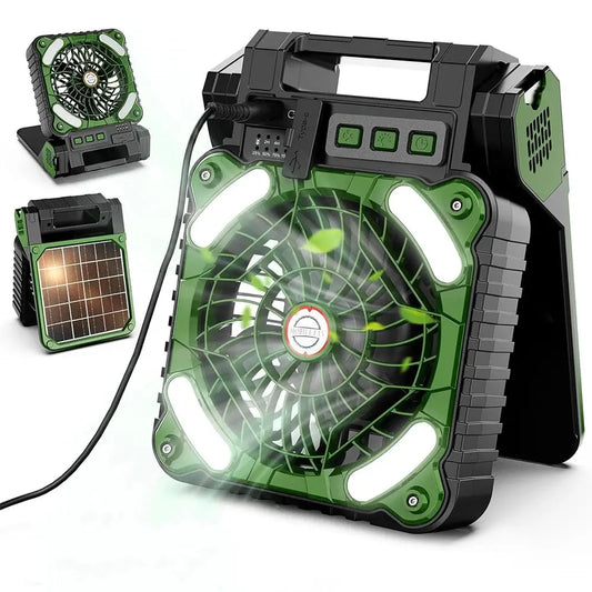 Portable Solar Fans 7800mAh LED Lantern Rechargeable Solar Powered Camping Fan 4 Speeds Powerful Wind 90° Folding Ventilador WardBoyzPROShop
