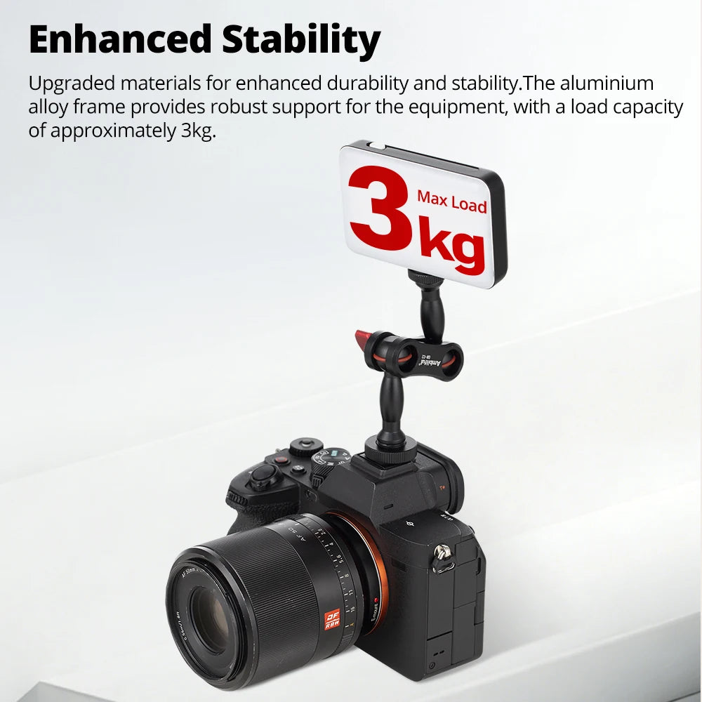 AMBITFUL 360° Double Ballhead Magic Arm With Super Clamp Kit 1/4" Screw Ball Head Adapter For Monitor LED Light Camera