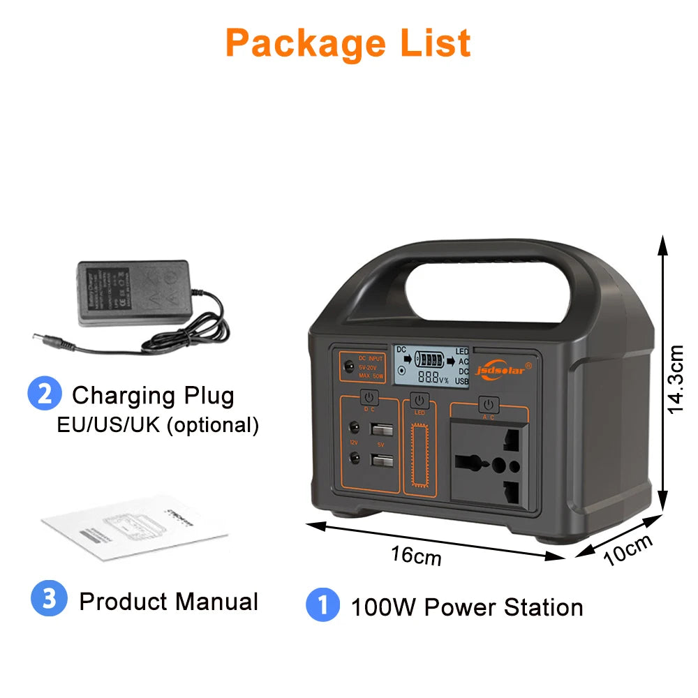 Gaiaray 100W Portable Power Station 24000mAh LiFePO4 Charging Energy Station Solar Generator AC110V 220V Power Bank for Camping WardBoyzPROShop