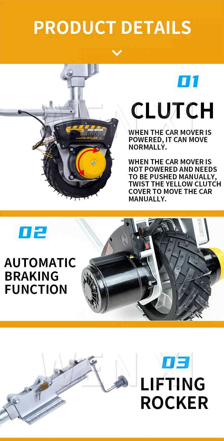 Electric Car Mover Trailer Jockey Wheel 12V Mover Electric Horse Float Automatic Brake Foldable