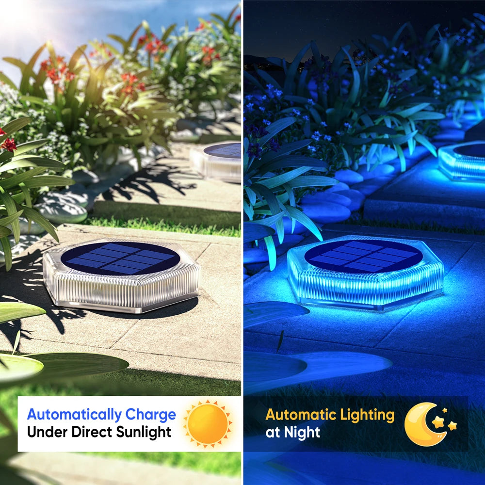 6Pcs Solar Deck Lights Fence Post Solar Lights for Patio Pool Stairs Step and Pathway Deck Lights Solar Powered Outdoor Lights