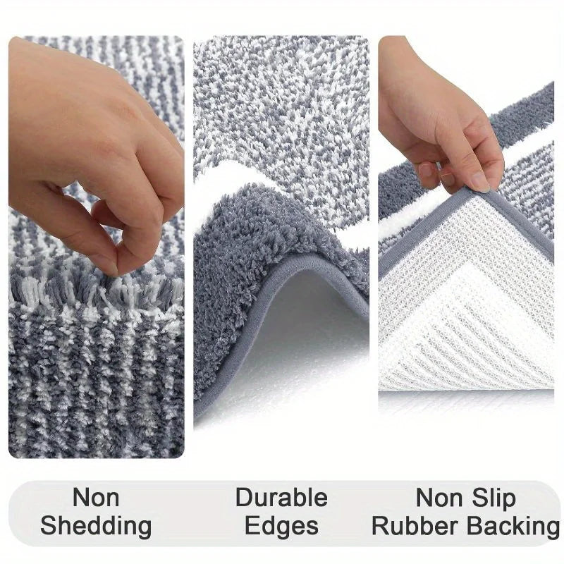 Washable Microfiber Bathroom Rugs Set 3pcs/set  Non Slip Absorbent Bath Mats for Bathroom Floor / Shower Mat/ Bathroom Rug/욕실 카펫