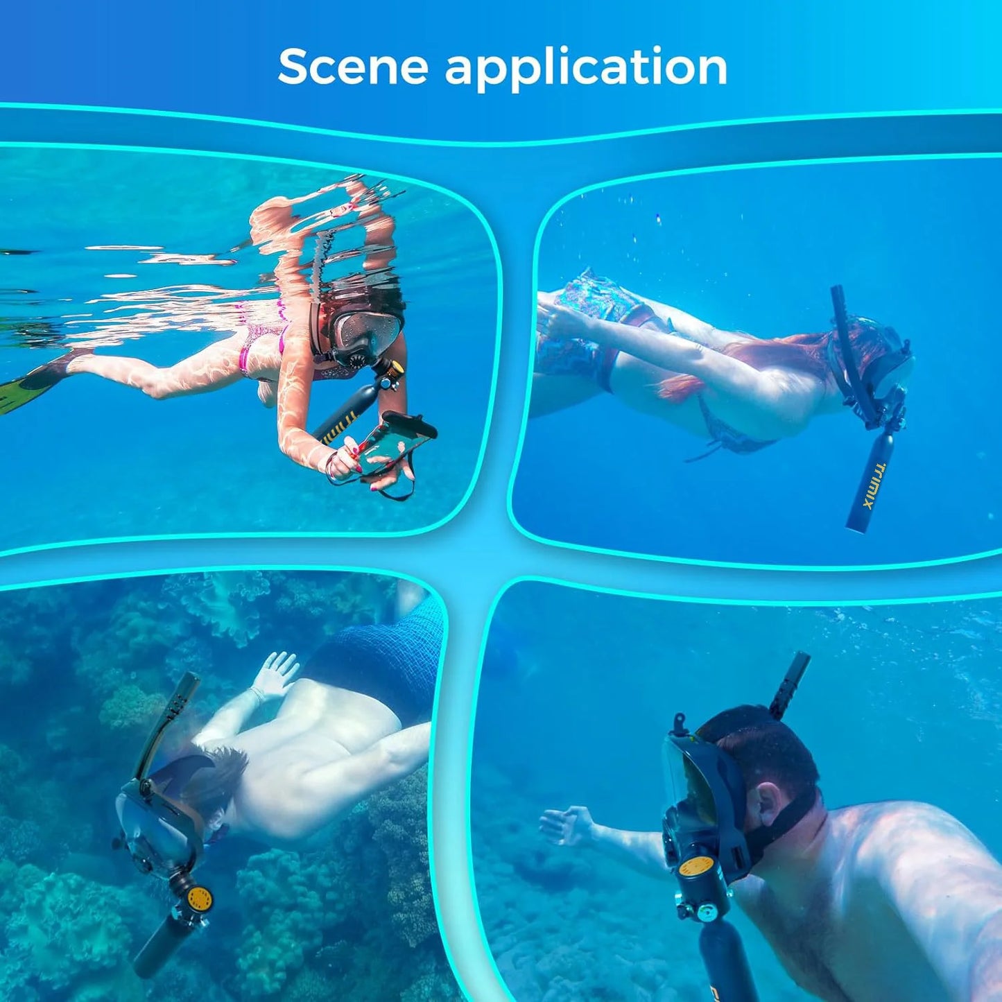 TRIMIX 0.5L Mini Scuba Lung Diving Tank With Snorkeling mask And 4-Level High-Pressure Hand Pump 10 Minutes Breathe