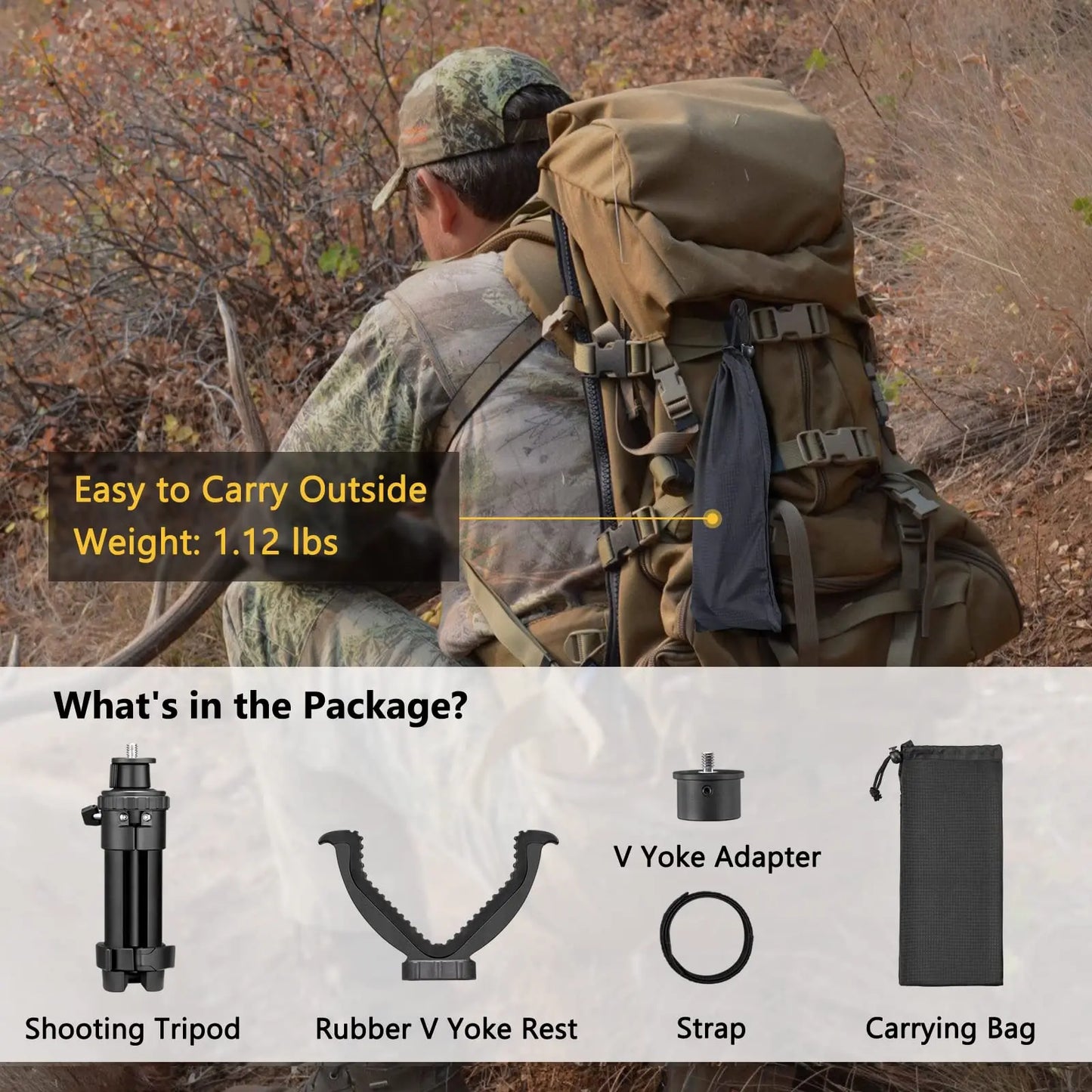 Rest Tripod Durable Adjustable Height 360 Degree Rotation V Yoke Stand Portable Aluminum Construction For Target Hunting
