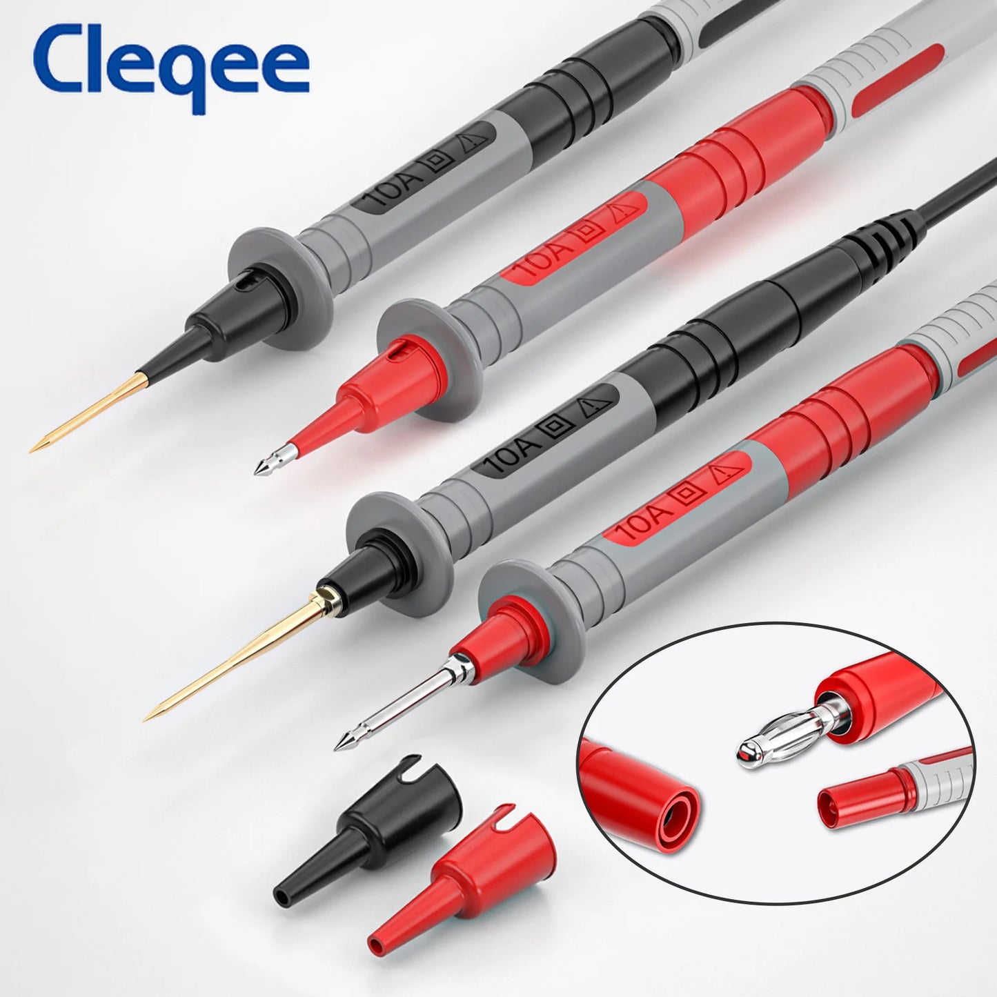 Cleqee Multimeter Test Lead Kit With Wire Piercing Probes 4mm Banana Plug Puncture Hook Probes Set For Electronics 1000V/20A