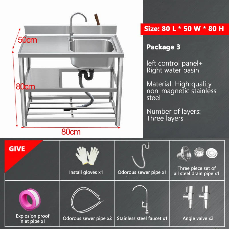 Thickened Stainless Steel Washbasin Household Sink Double Sink Kitchen Washing Basin Countertop Integrated with Bracket Sink