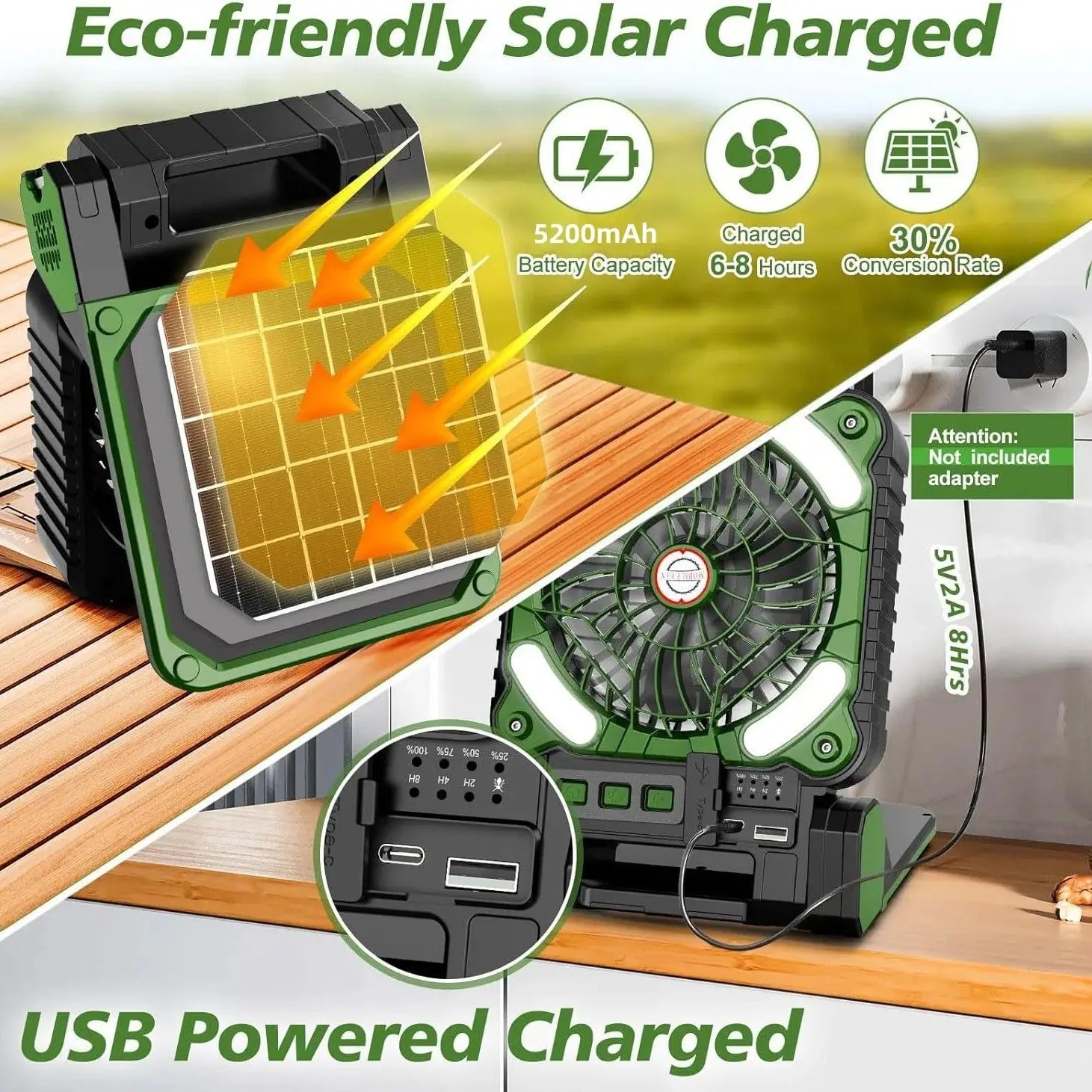Portable Solar Fans 7800mAh LED Lantern Rechargeable Solar Powered Camping Fan 4 Speeds Powerful Wind 90° Folding Ventilador WardBoyzPROShop
