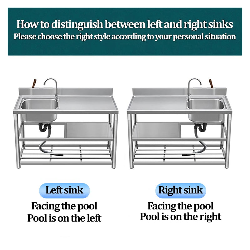 Thickened Stainless Steel Washbasin Household Sink Double Sink Kitchen Washing Basin Countertop Integrated with Bracket Sink