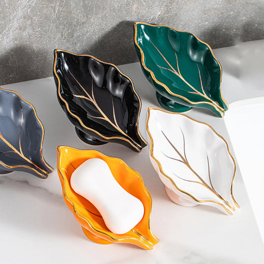 Ceramic Soap Dish Drain Tray Bathroom Soap Holder Dish Storage Plate Tray Drain Soap Holder Bathroom Shower Supplies