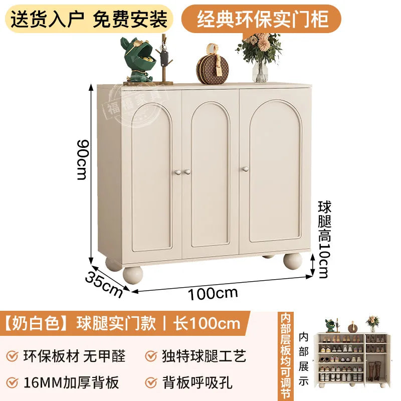 Home porch indoor entrance door shoe cabinet porch cabinet small size large capacity rattan solid wood locker.