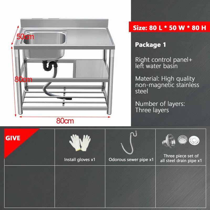 Thickened Stainless Steel Washbasin Household Sink Double Sink Kitchen Washing Basin Countertop Integrated with Bracket Sink