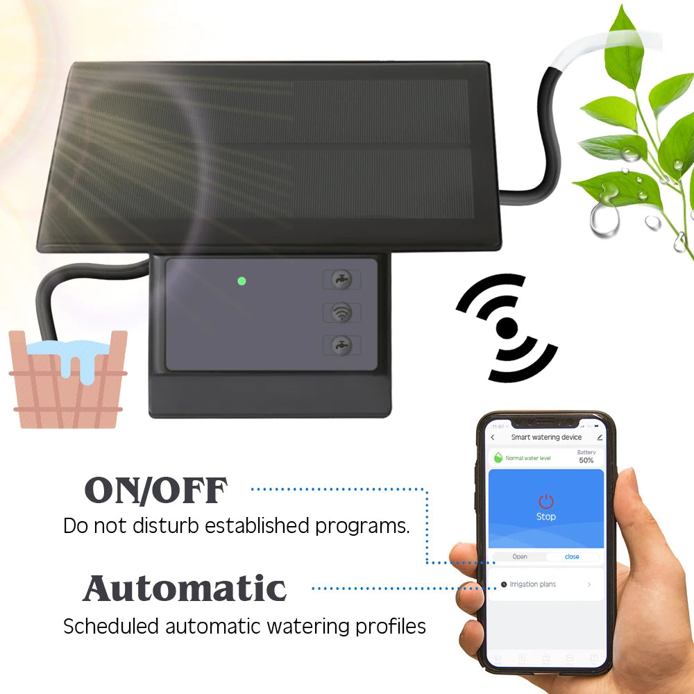 Tuya Wifi-compatibility Solar Power Timer Pump Automatic Drip Irrigation Kit Garden Mobile Phone Remote Control Watering System