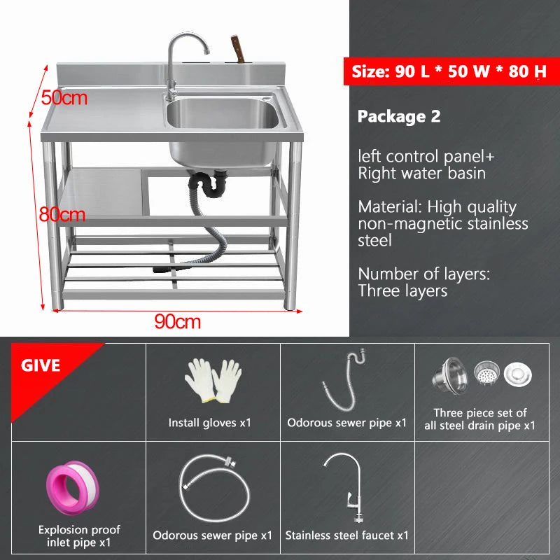 Thickened Stainless Steel Washbasin Household Sink Double Sink Kitchen Washing Basin Countertop Integrated with Bracket Sink