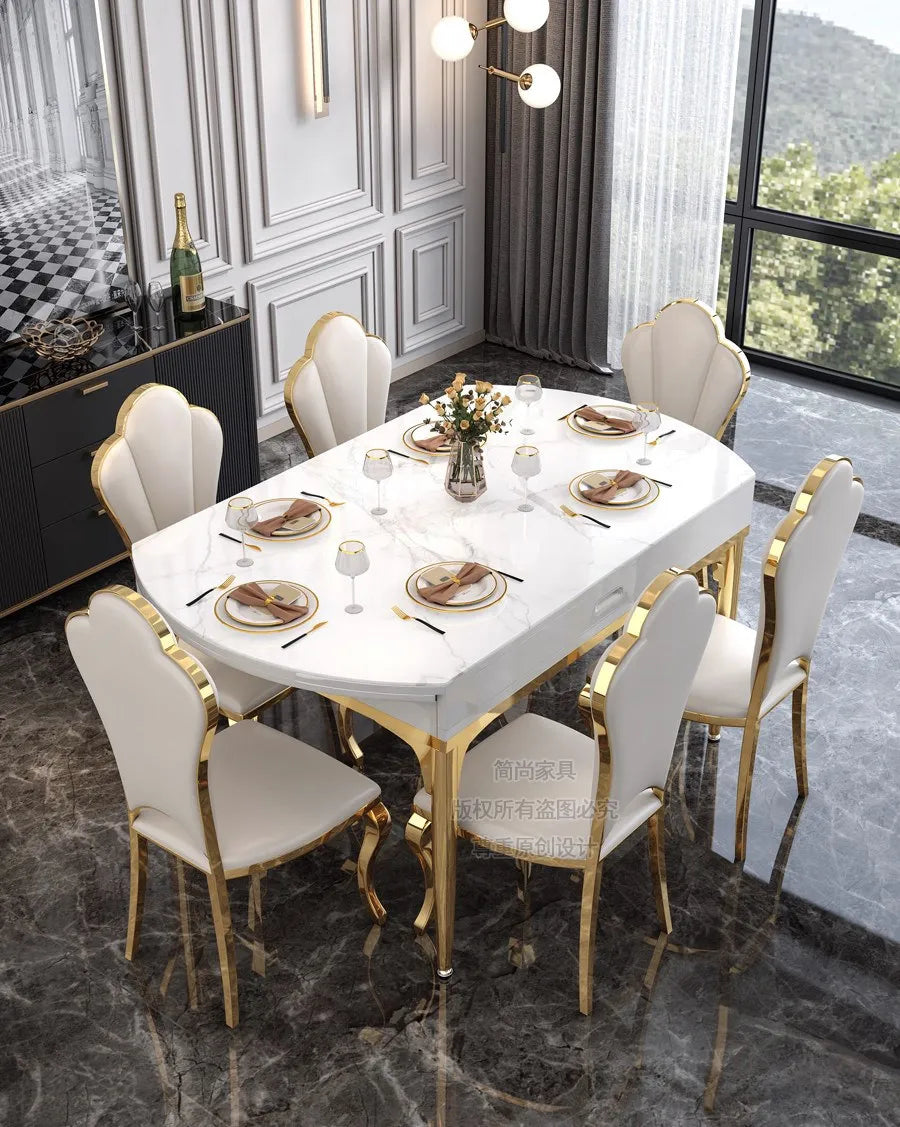 Beauty Luxury Dining Table Modern Simple Exquisite Glamour Dining Tables Trendy Classic Tavolo Pieghevole Home Furniture