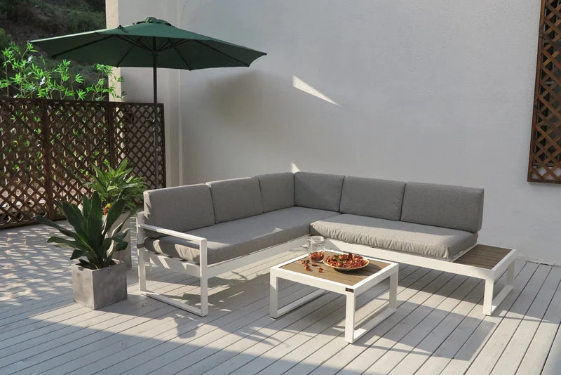 BHR Garden Furniture Set L Shape Leisure Garden Sofa Outdoor Aluminum Furniture Patio Sectional Sofa Garden Set Patio Furniture