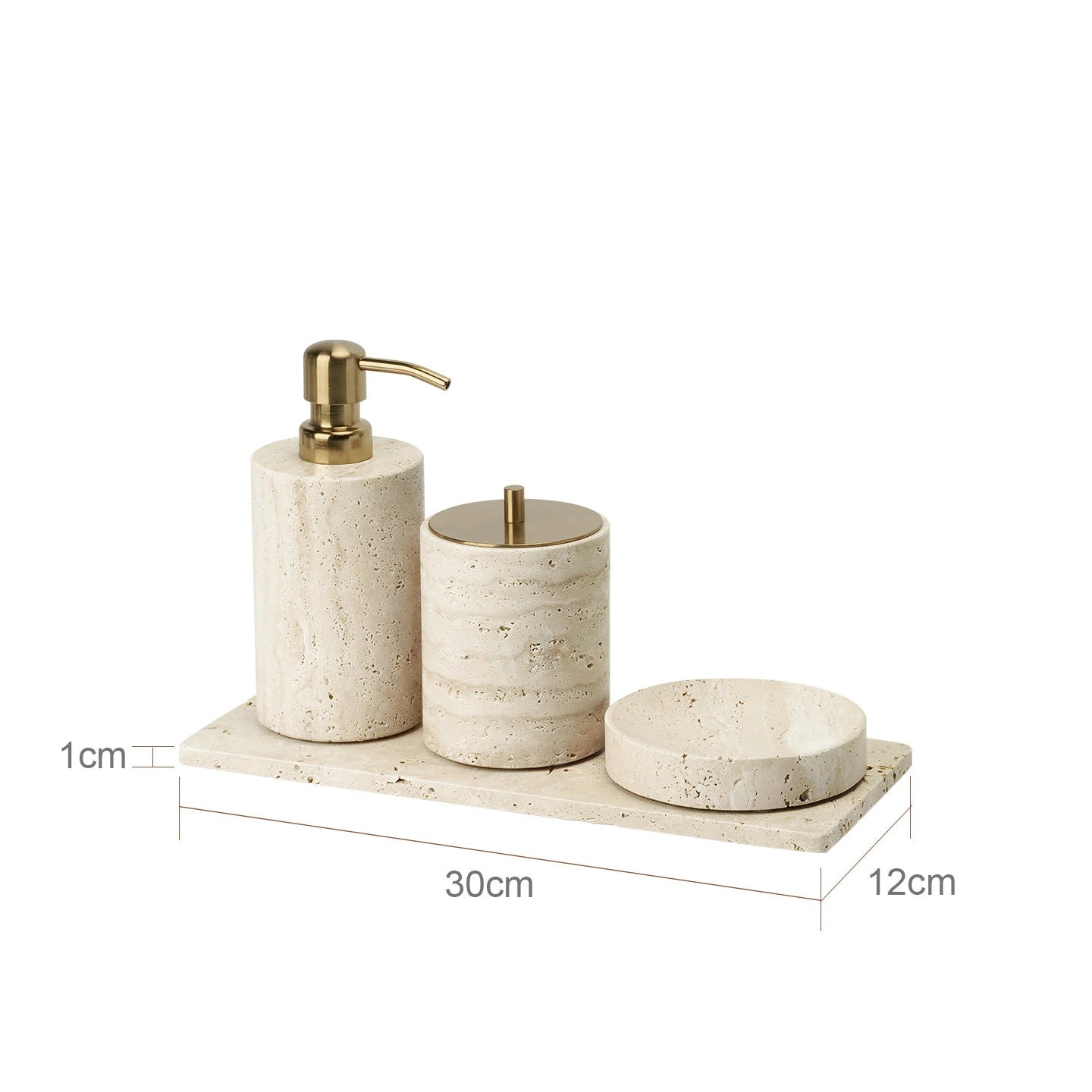 Travertine Bathroom Accessories Set Luxury Soap Dish Soap Dispenser Reed Diffuser Tissue Box Tray Bathroom Set