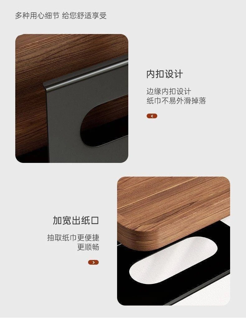 Light Luxury Wooden Wall Mounted Tissue Holder Without Punching Toilet Paper Holder Bathroom Accessories Home Decoration