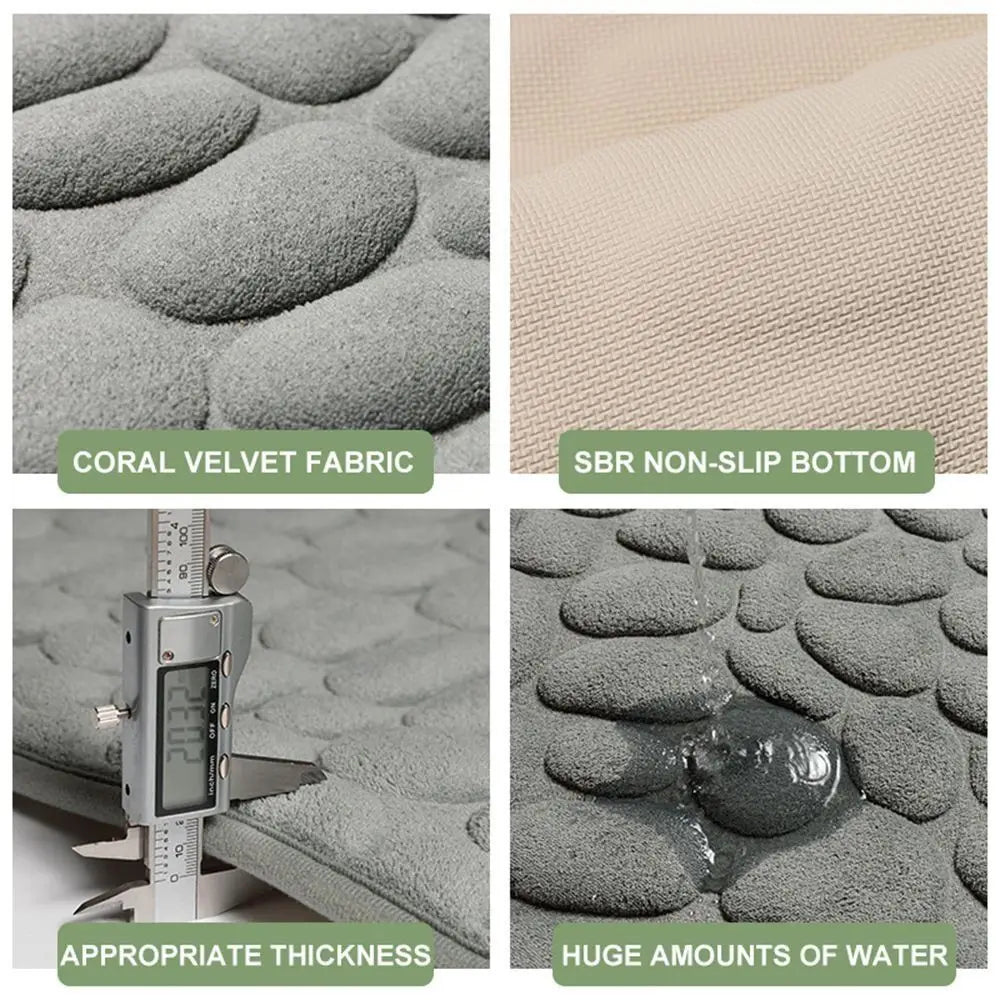 Cobblestone Embossed Bath Mat Non-slip Carpets Water Absorption Washable Bathtub Floor Rug Shower Doormat Bathroom Decor