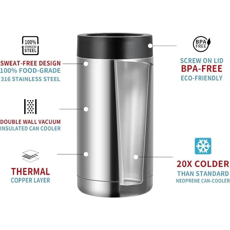 Stainless Steel Beer Bottle Can Cooler Double Layer Insulated Keep Beer Cola Drink Beverage Cold Keeper with Bottle Opener WardBoyzPROShop