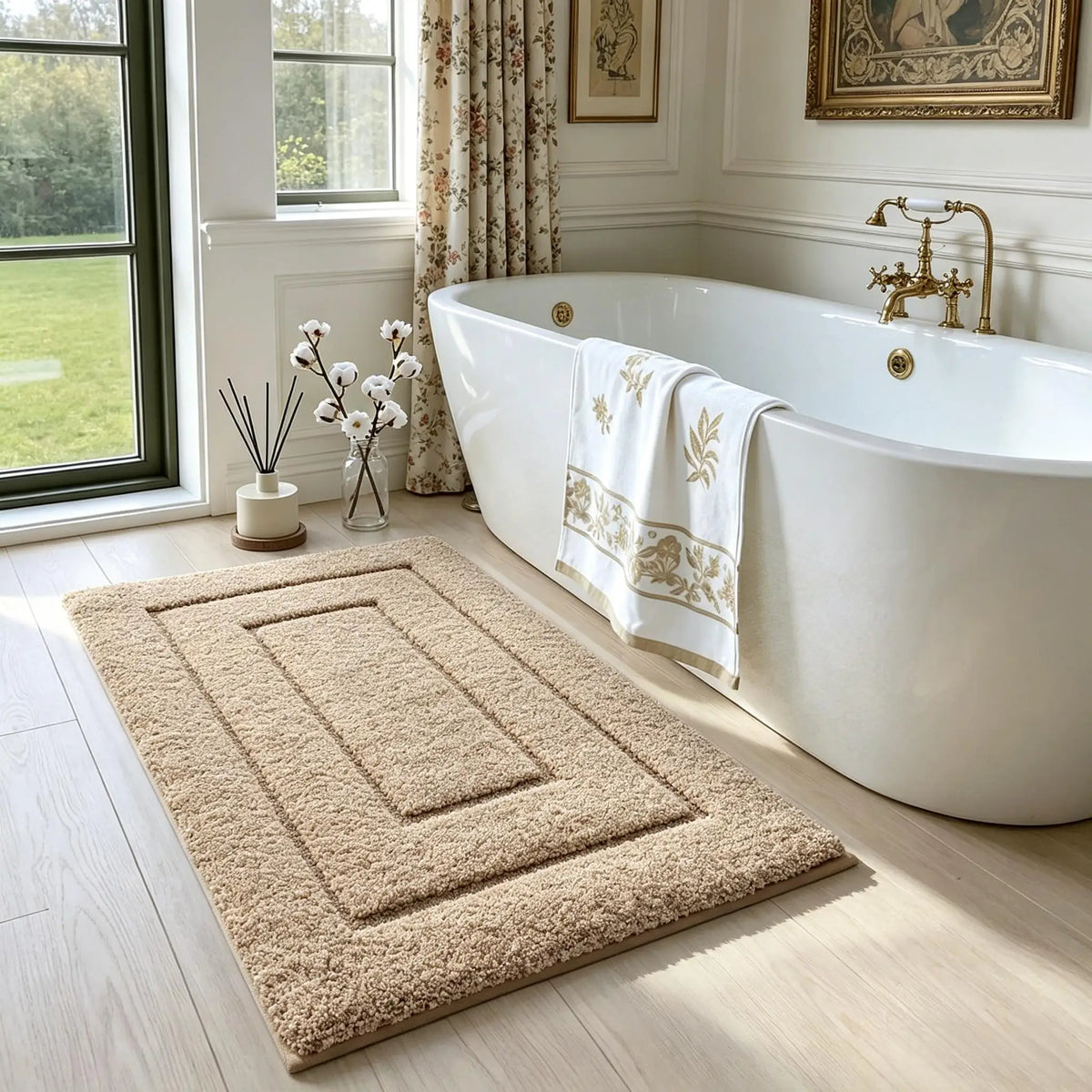 Bathroom Rug, Non Slip Washable Bath Mat for Shower Floor, Absorbent Soft Bathmat with TPR Backing, Quick Dry Microfiber Carpet