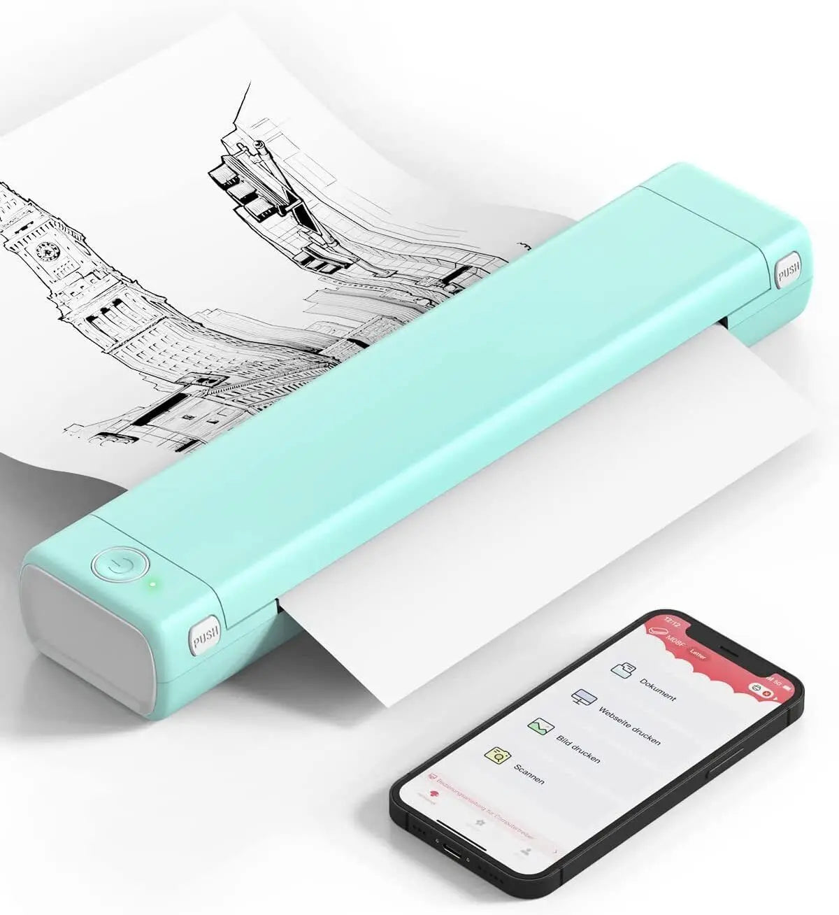 Mini Phomemo M08F Portable Printer Bluetuth Thermal Printer Compatible with Android, iOS & Laptop Portable Wireless A4 Printers WardBoyzPROShop