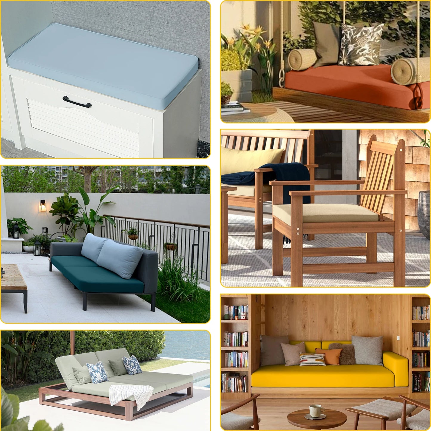 Custom Outdoor Garden Bench Cushion, Personalized Waterproof Bench Cushion for Garden Furniture,Patio Seat Pad Cushion Any Size