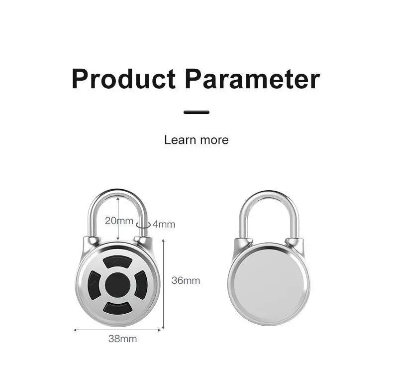 Smart Lock Bluetooth APP Control IP55 Waterproof Rechargeable for Luggage Gym Office Zinc Alloy Anti Theft Padlock