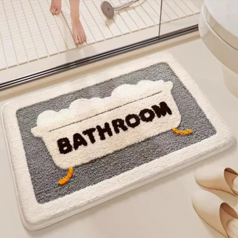Bath Mat Non Slip Soft Faux Wool Rug Quick Dry Dirt Resistant Bathroom Carpet for Shower Tub Toilet Home Floor Mat