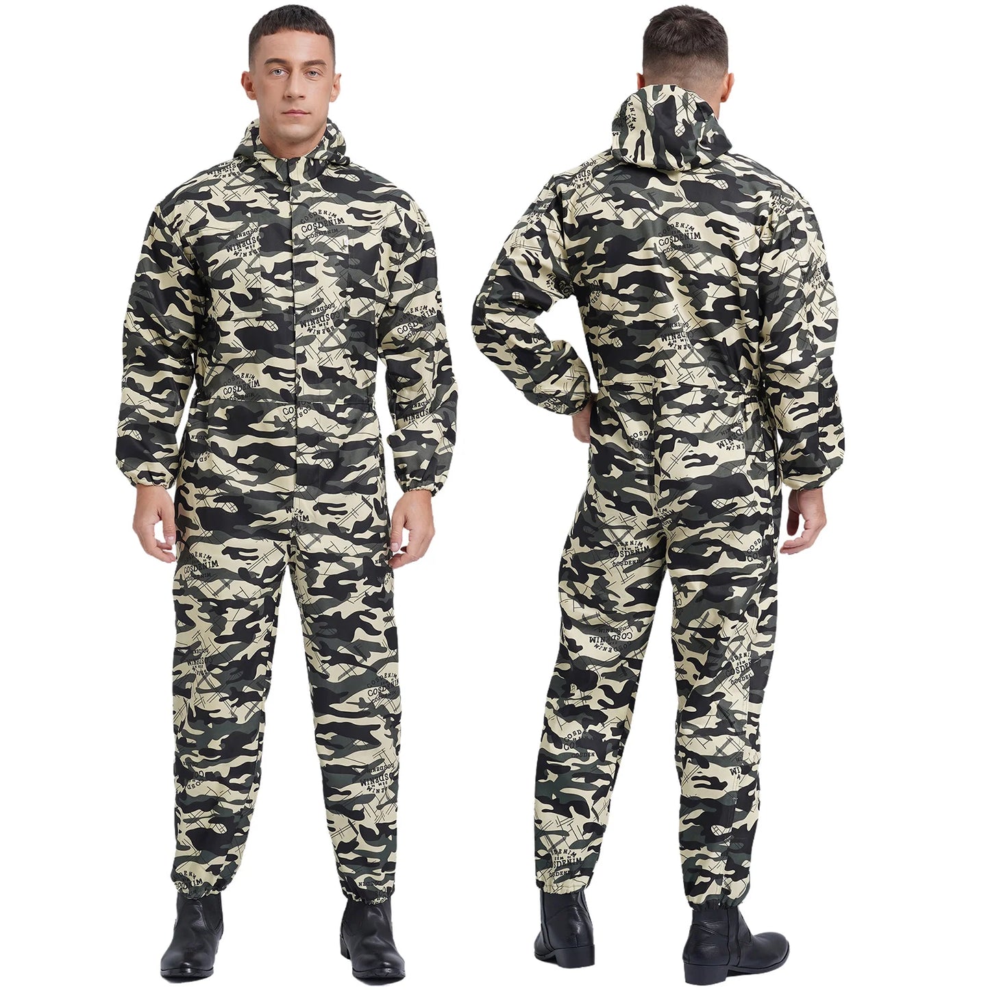 Coveralls for Men Big Pockets Overalls Jumpsuit Dungarees for Workshop Worker Dustproof Hooded Coverall Unisex Mechanic Uniform