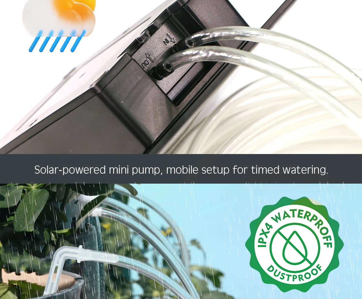 Tuya Wifi-compatibility Solar Power Timer Pump Automatic Drip Irrigation Kit Garden Mobile Phone Remote Control Watering System