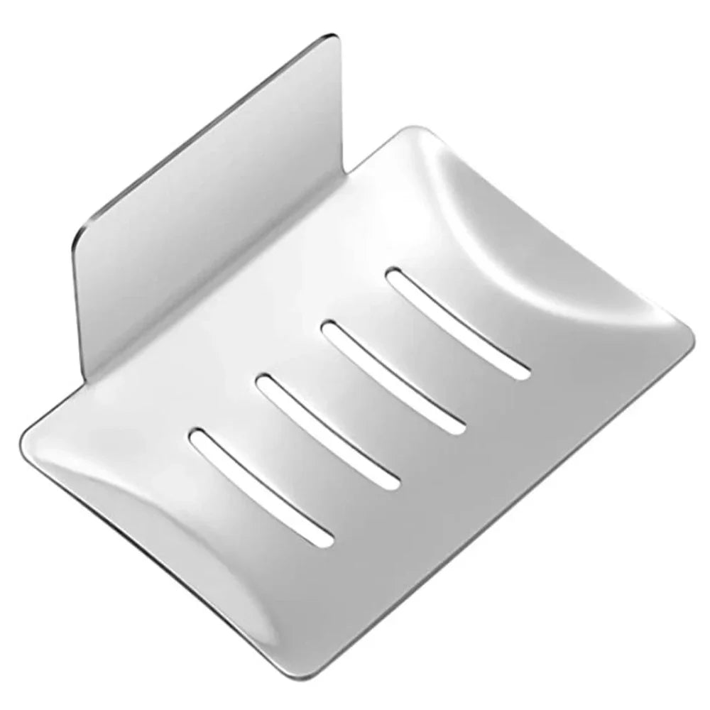 304 Stainless Steel Soap Dishes Self-adhesive Wall Mounted Bathroom Soap Holder Rustproof No Drilling Soap Sponge Tray