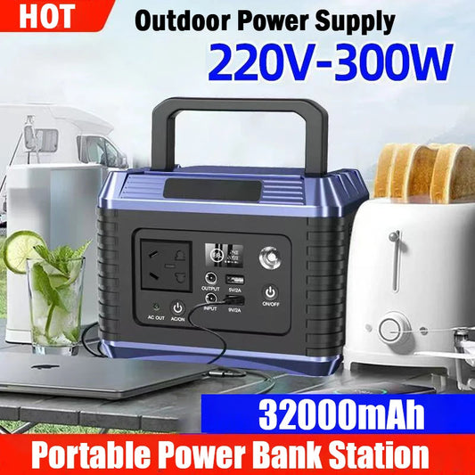 220V 32000mAh Portable Power Bank Charging Station 300W Emergency Outdoor Storage Power Supply Camping RV Multi-function USB WardBoyzPROShop