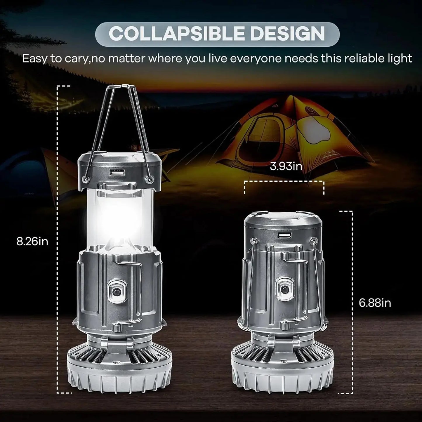 Solar Camping Lantern with Fan Rechargeable Camping Fans Charging Light for Hurricane Power Outage Tent Emergency Camping Gear WardBoyzPROShop
