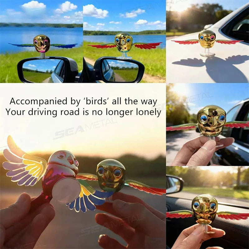 BLALION 2025 New Simulated Flying Bird Car Ornament Wing can Swing Wind-Powered Bird in Flight Decor Car Moto Bicycle Decoration