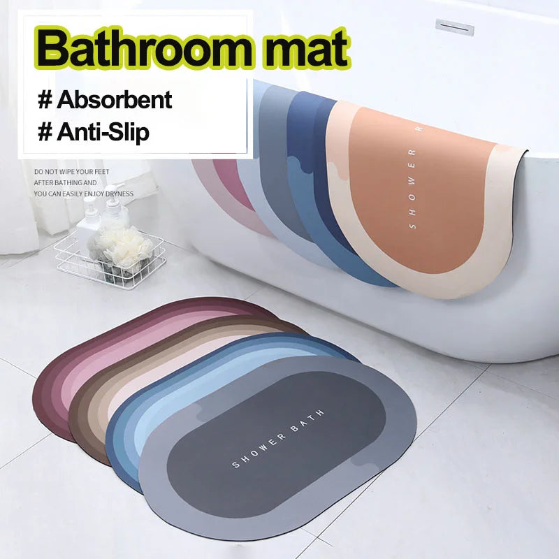 Absorbent Bathroom Bath Mat Anti-slip Shower Rug Diatom Ooze Bath Mats Kitchen Entrance Doormats Home Floormat Bathtub Carpet
