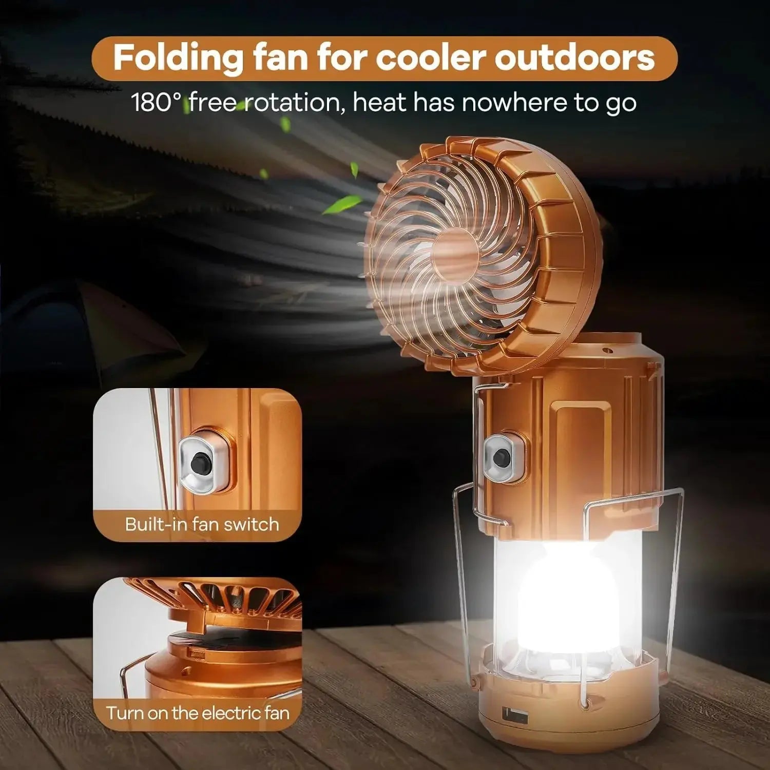 Solar Camping Lantern with Fan Rechargeable Camping Fans Charging Light for Hurricane Power Outage Tent Emergency Camping Gear WardBoyzPROShop