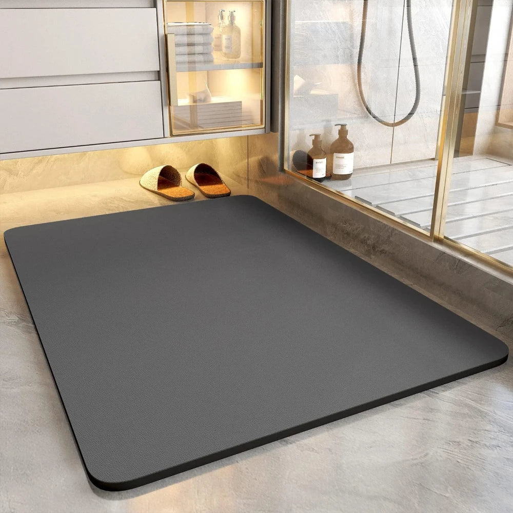 Bathroom Absorbent Diatomaceous Earth Mat with Stone Print Non Slip Quick Dry Shower Rug for Bathroom Door Entry Home Decor